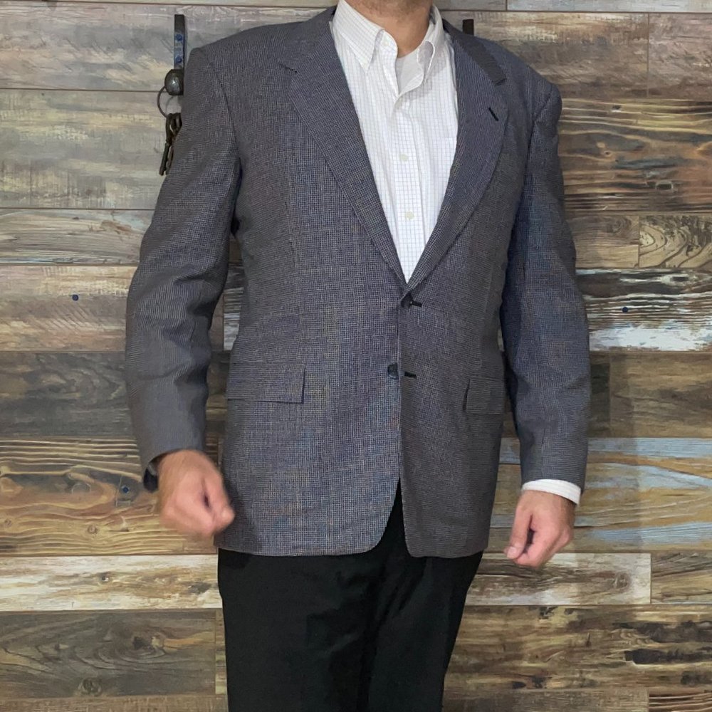 Marty's Ermenegildo Zegna Trofeo 100% Wool Blue Check Blazer Sport Jacket 46R